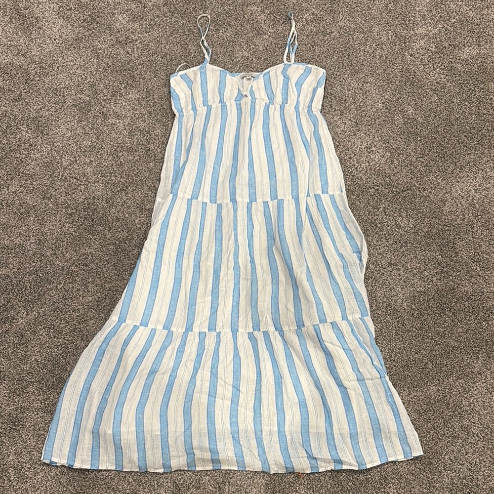 Rails Sky Blue and White Striped Dress